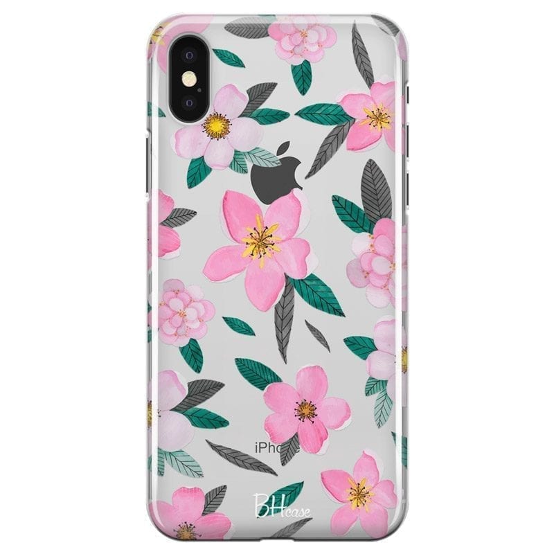 Rózsaszín Floral iPhone XS Max Tok