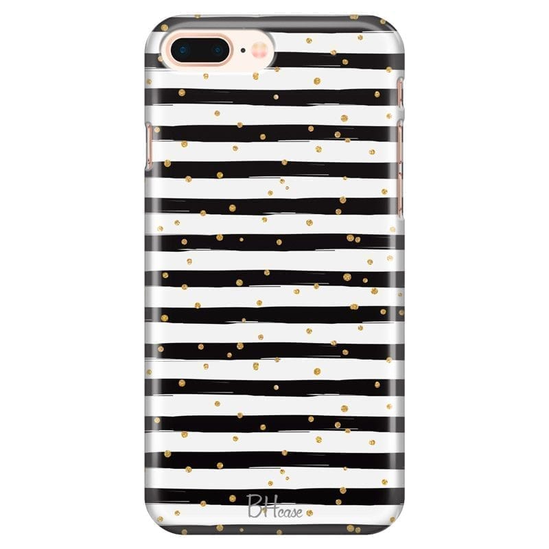 Stripes Arany Fekete Fehér iPhone 7 Plus/8 Plus Tok