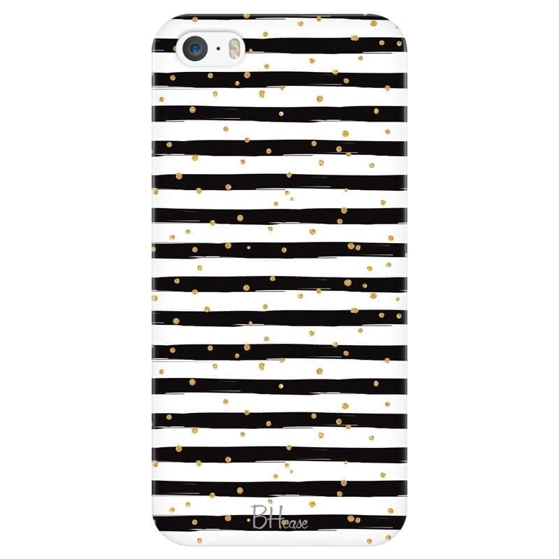 Stripes Arany Fekete Fehér iPhone SE/5S Tok