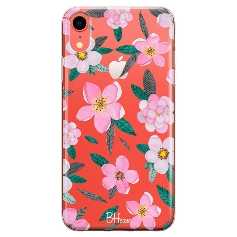 Rózsaszín Floral iPhone XR Tok