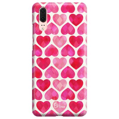 Hearts Rózsaszín Huawei P20 Tok