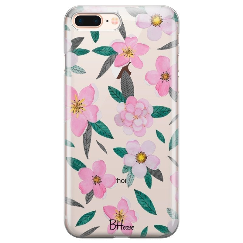 Rózsaszín Floral iPhone 7 Plus/8 Plus Tok