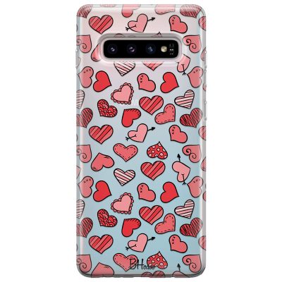 Hearts Piros Samsung S10 Plus Tok