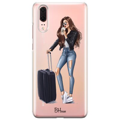 Woman Brunette With Baggage Huawei P20 Tok