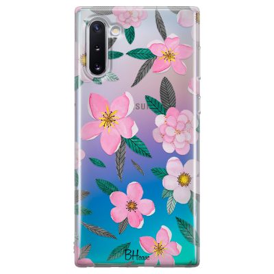Rózsaszín Floral Samsung Note 10 Tok