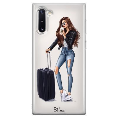 Woman Brunette With Baggage Samsung Note 10 Tok