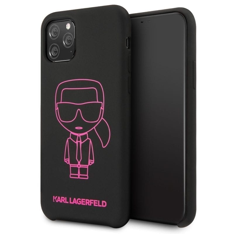 Karl Lagerfeld Silicone Rózsaszín Out Fekete iPhone 11 Pro Max Tok