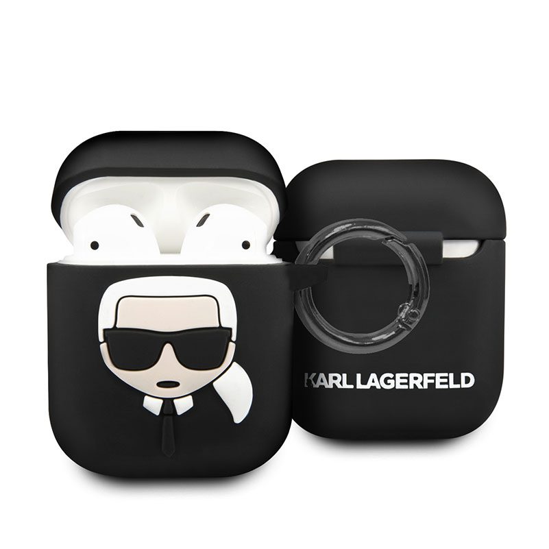 Karl Lagerfeld Head Silicone Fekete AirPods 1/2 Tok