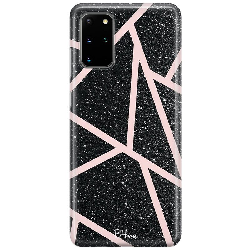Fekete Glitter Rózsaszín Samsung S20 Plus Tok