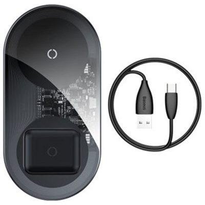 Baseus Smart 2in1 Wireless Charger Transparent Fekete