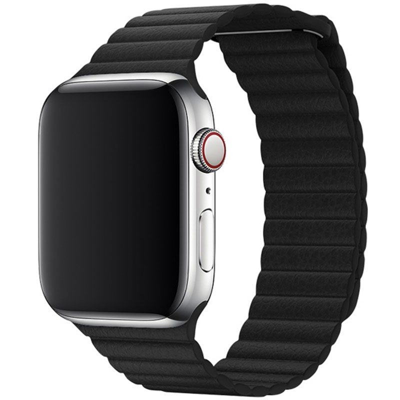 Leatherette Loop Szíj Apple Watch 45/44/42/Ultra Fekete