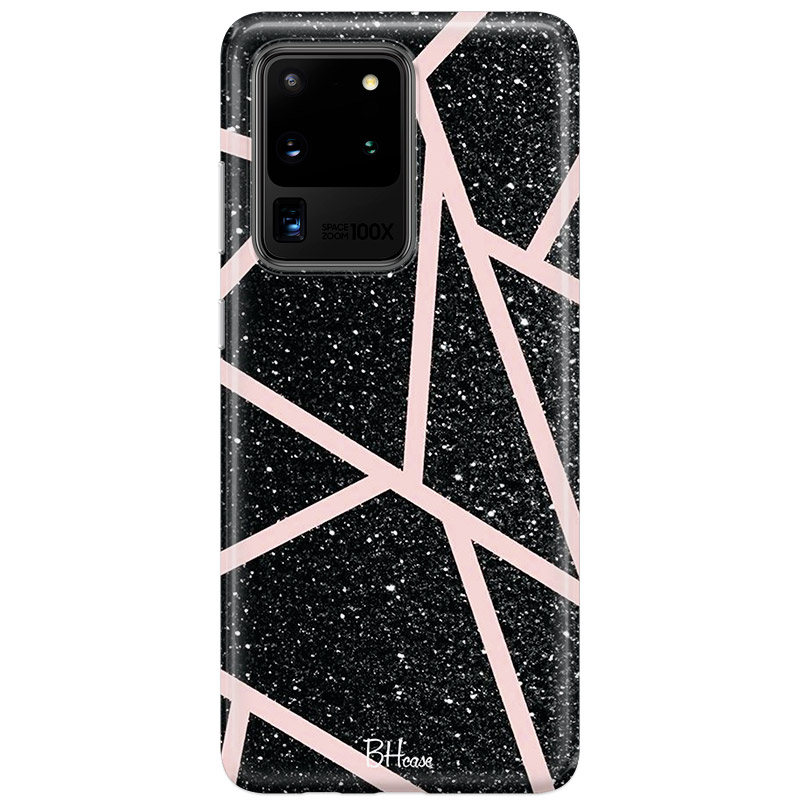 Fekete Glitter Rózsaszín Samsung S20 Ultra Tok