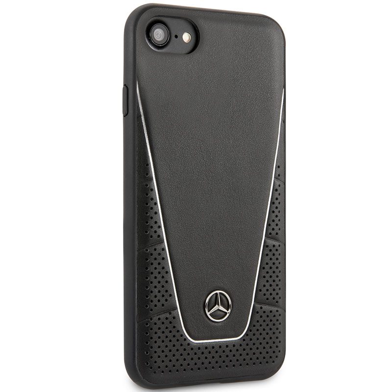 Mercedes Quilted Leather Fekete iPhone 8/7/SE 2020/SE 2022 Tok