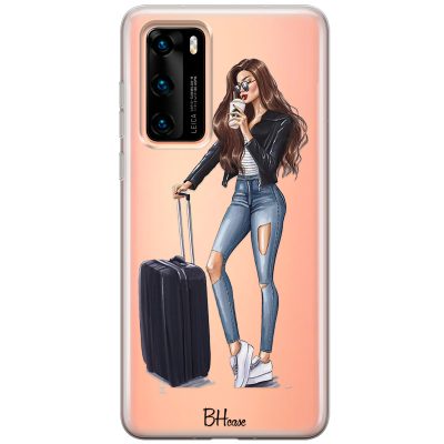 Woman Brunette With Baggage Huawei P40 Tok