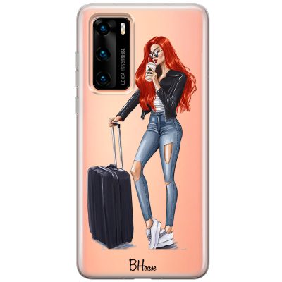 Woman Redhead With Baggage Huawei P40 Tok
