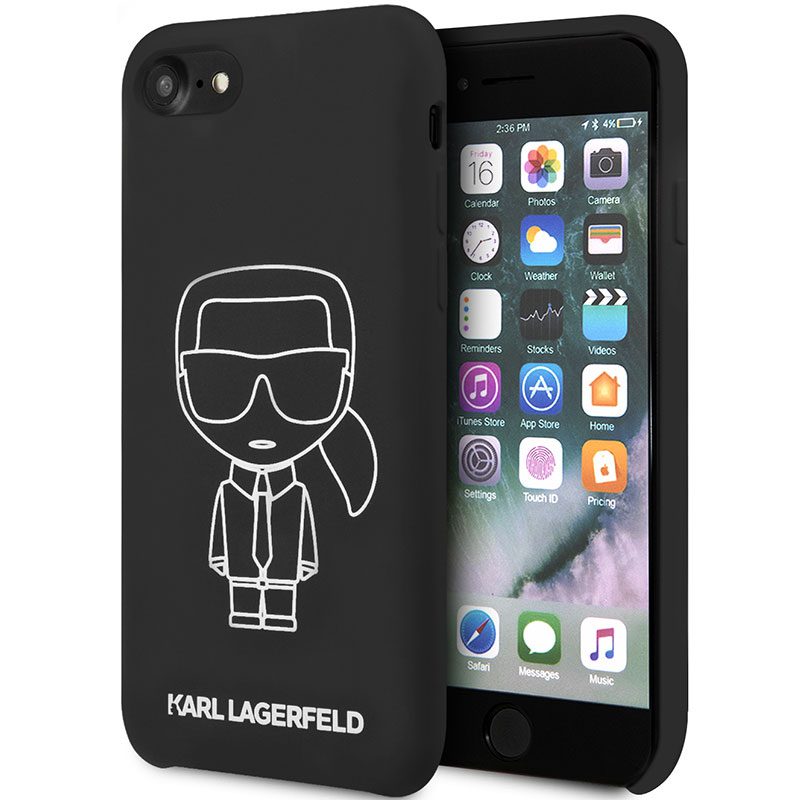Karl Lagerfeld Silicone Fehér Out Fekete iPhone 8/7/SE 2020/SE 2022 Tok