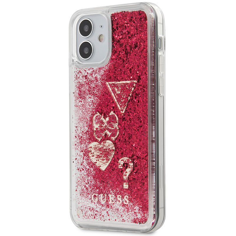 Guess Liquid Glitter Charms Raspberry iPhone 12 Mini Tok