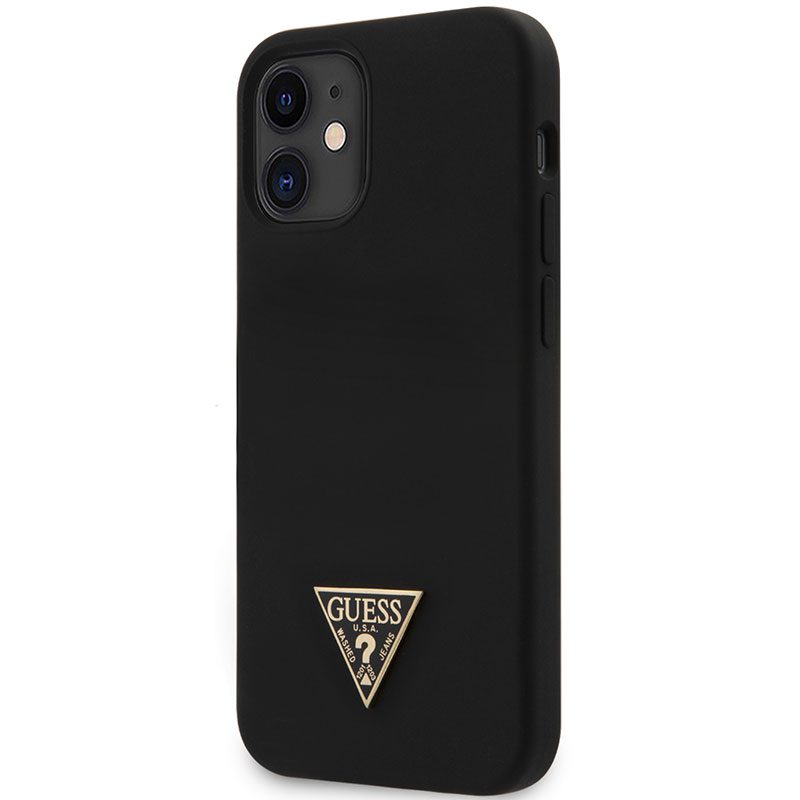 Guess Silicone Metal Triangle Fekete iPhone 12 Mini Tok