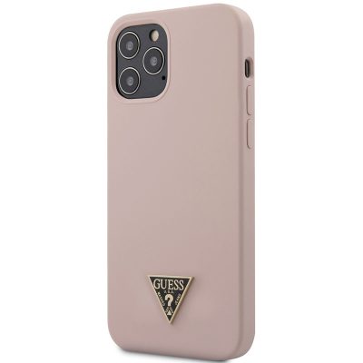 Guess Silicone Metal Triangle Light Rózsaszín iPhone 12 Pro Max Tok