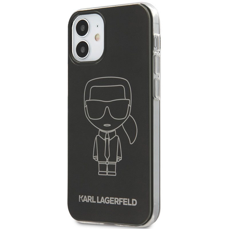 Karl Lagerfeld Iconic TPU Outline Metallic Fekete iPhone 12 Mini Tok