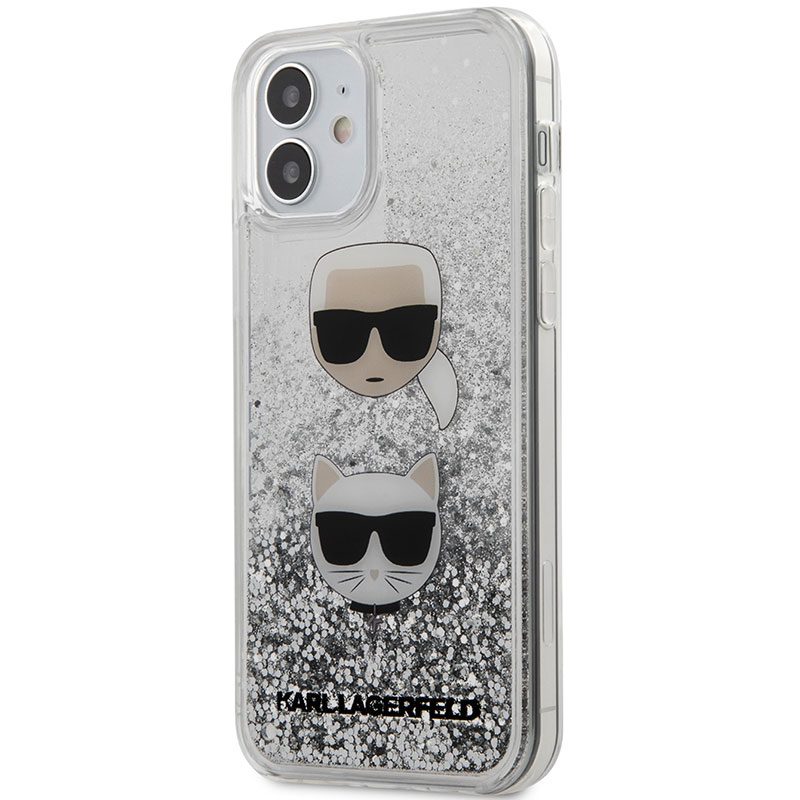 Karl Lagerfeld Liquid Glitter 2 Heads Silver iPhone 12 Mini Tok