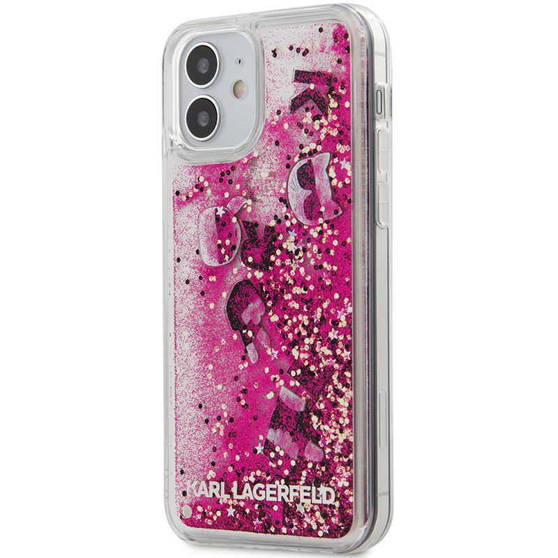 Karl Lagerfeld Liquid Glitter Charms Rózsaszín iPhone 12 Mini Tok