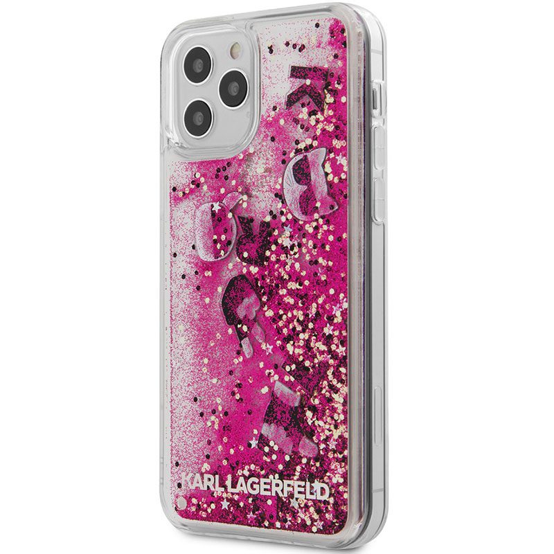 Karl Lagerfeld Liquid Glitter Charms Rózsaszín iPhone 12 Pro Max Tok