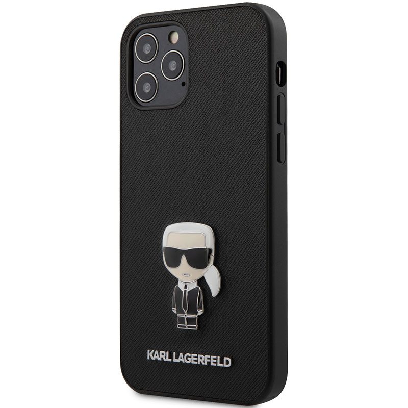 Karl Lagerfeld Saffiano Iconic Fekete iPhone 12 Pro Max Tok
