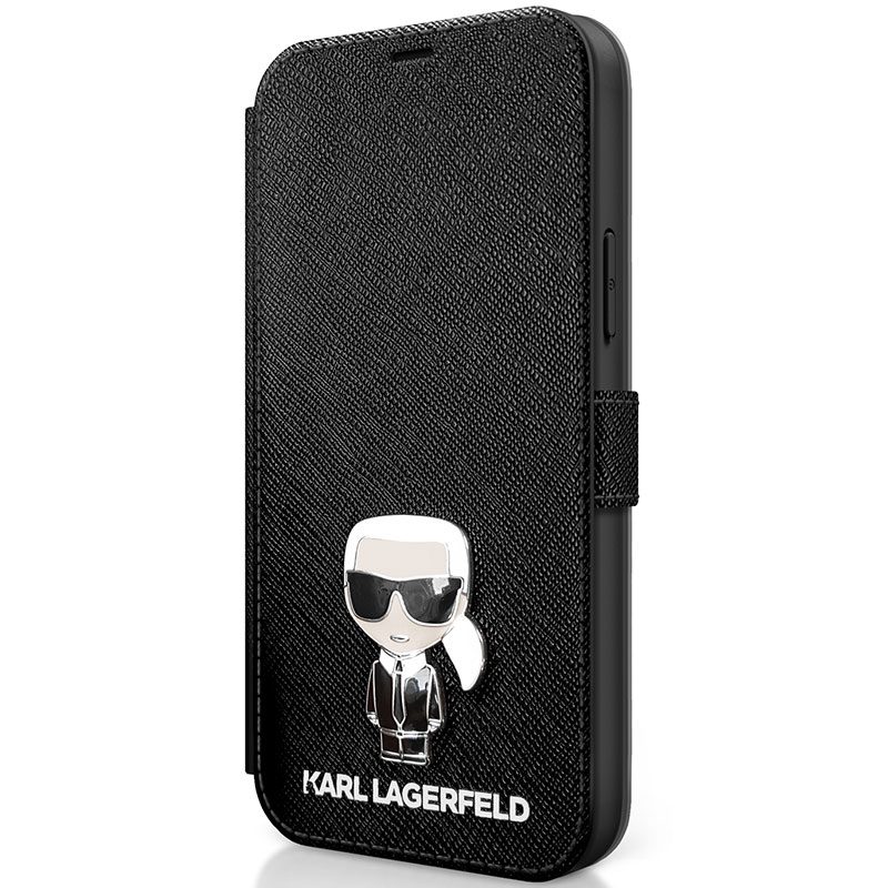 Karl Lagerfeld Saffiano Iconic Book Fekete iPhone 12 Pro Max Tok