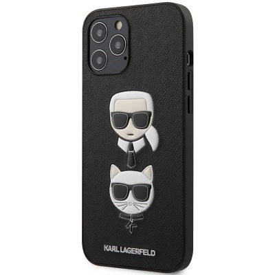 Karl Lagerfeld Saffiano K&C Heads Fekete iPhone 12 Pro Max Tok