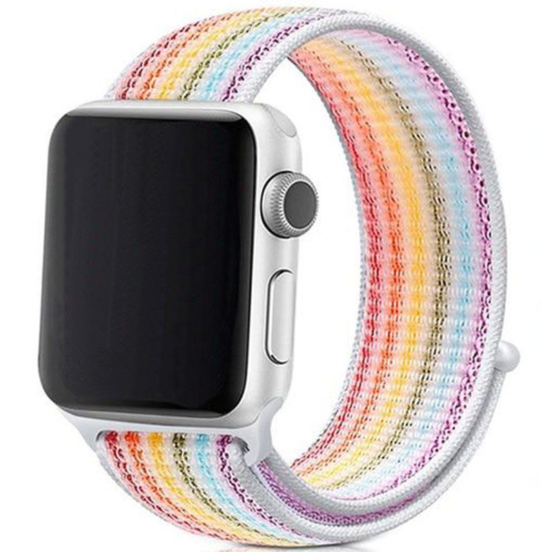 Nylon Szíj Apple Watch 45/44/42/Ultra Fehér Rainbow