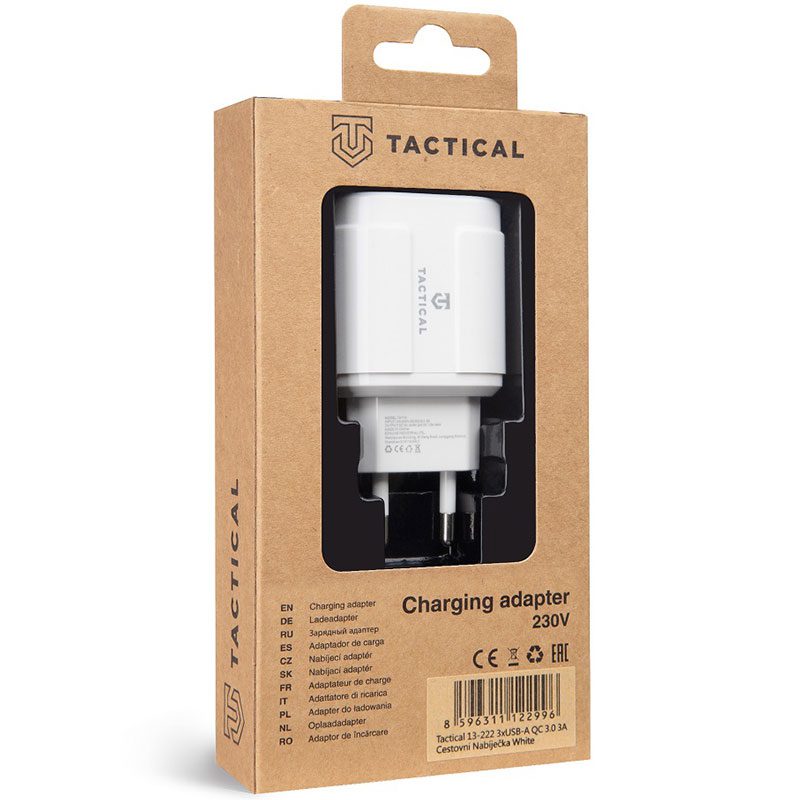 Tactical 3xUSB-A QC 3.0 3A Travel Charger Fehér