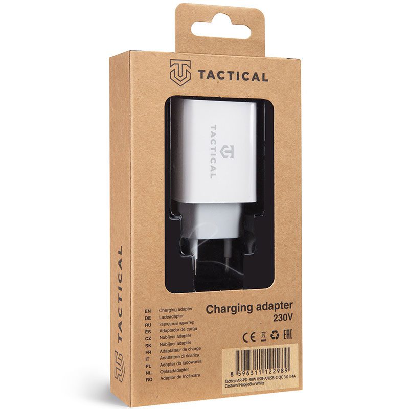 Tactical AR-PD-30W USB-A/USB-C QC 3.0 3.4A Travel Charger Fehér