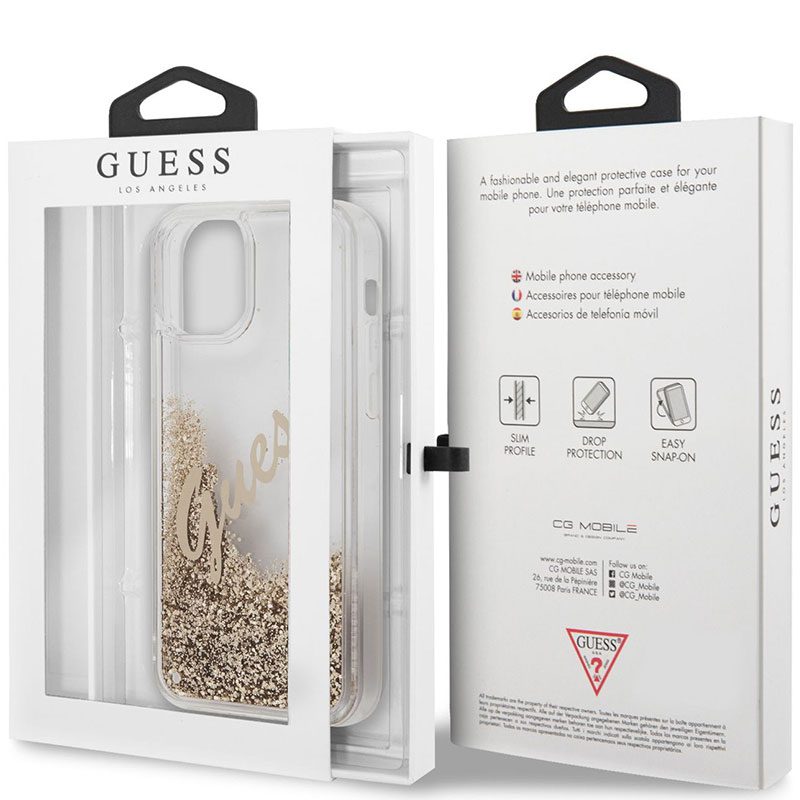 Guess Silicone Liquid Glitter Vintage Arany iPhone 12 Pro Max Tok