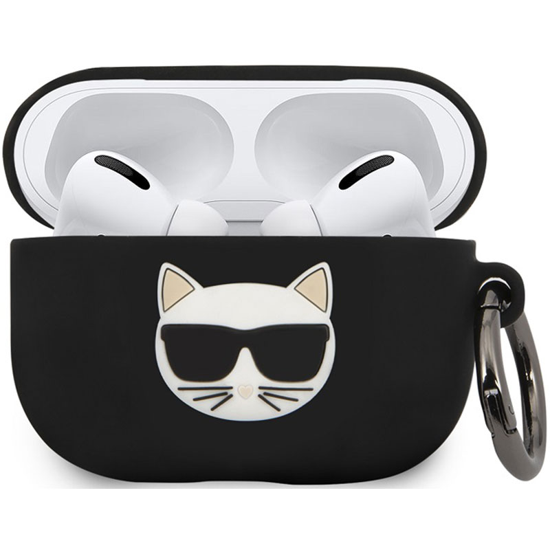 Karl Lagerfeld Choupette Head Silicone Fekete AirPods Pro Tok