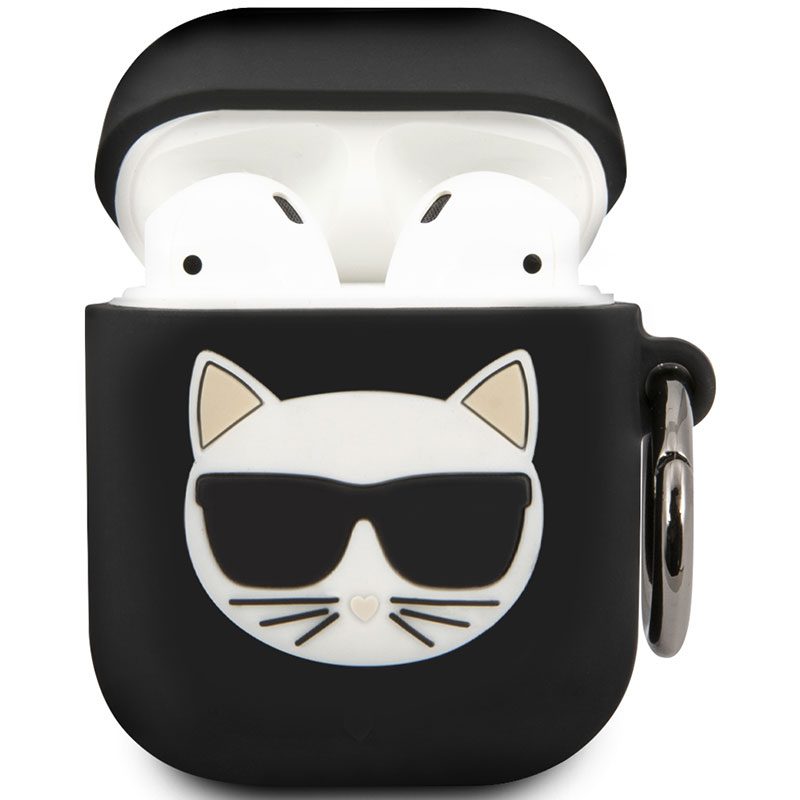 Karl Lagerfeld Choupette Head Silicone Fekete AirPods 1/2 Tok