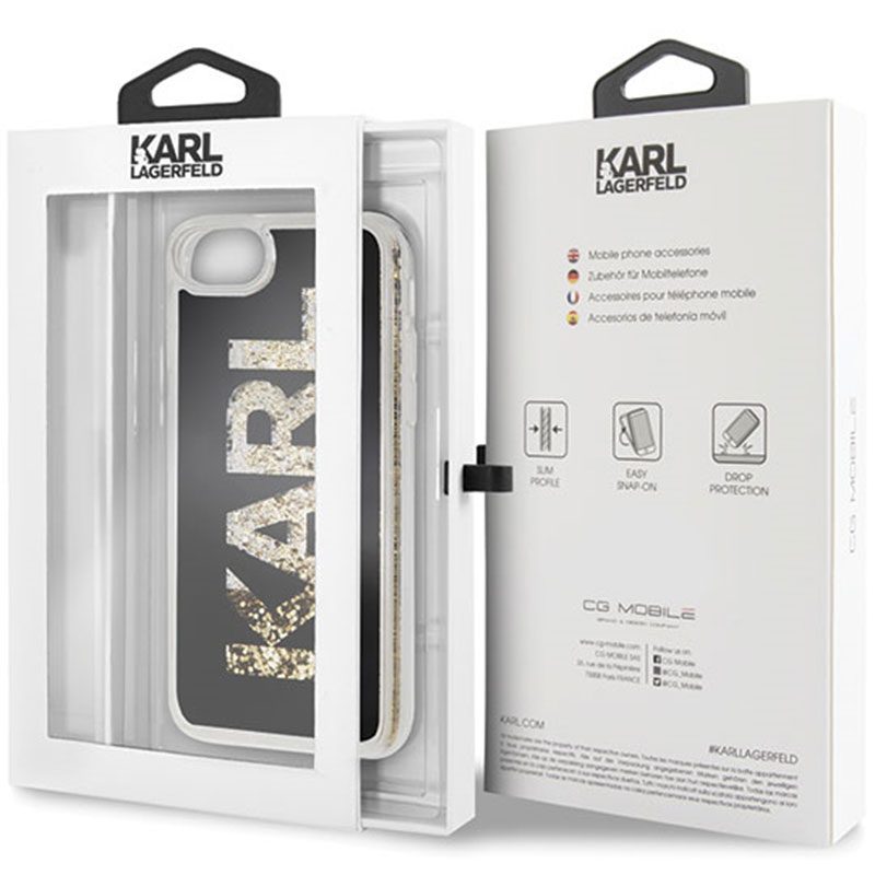 Karl Lagerfeld Glitter Logo Fekete iPhone 8/7/SE 2020/SE 2022 Tok