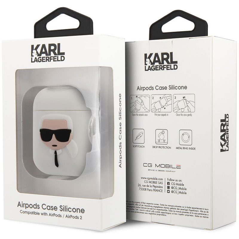 Karl Lagerfeld Head Silicone Fehér AirPods 1/2 Tok