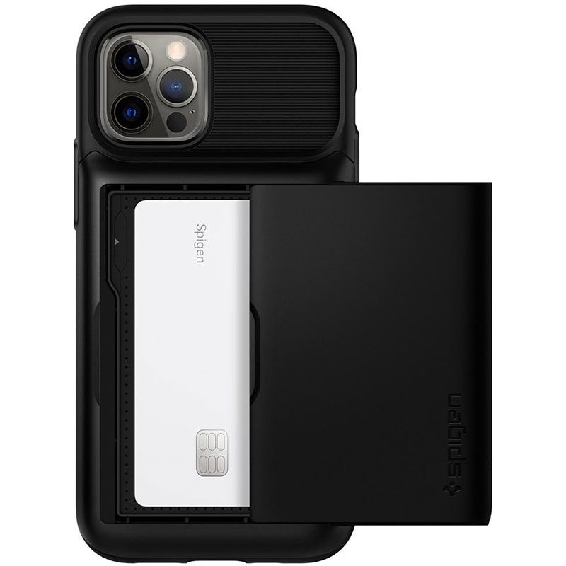 Spigen Slim Armor Wallet Fekete iPhone 12/12 Pro Tok