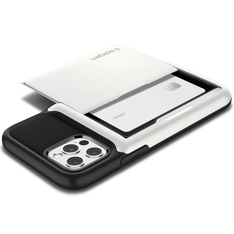 Spigen Slim Armor Wallet Pearl Fehér iPhone 12/12 Pro Tok