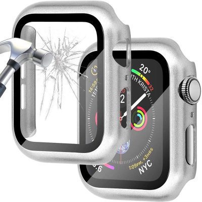 Üvegfóliás védőtok Apple Watch Silver