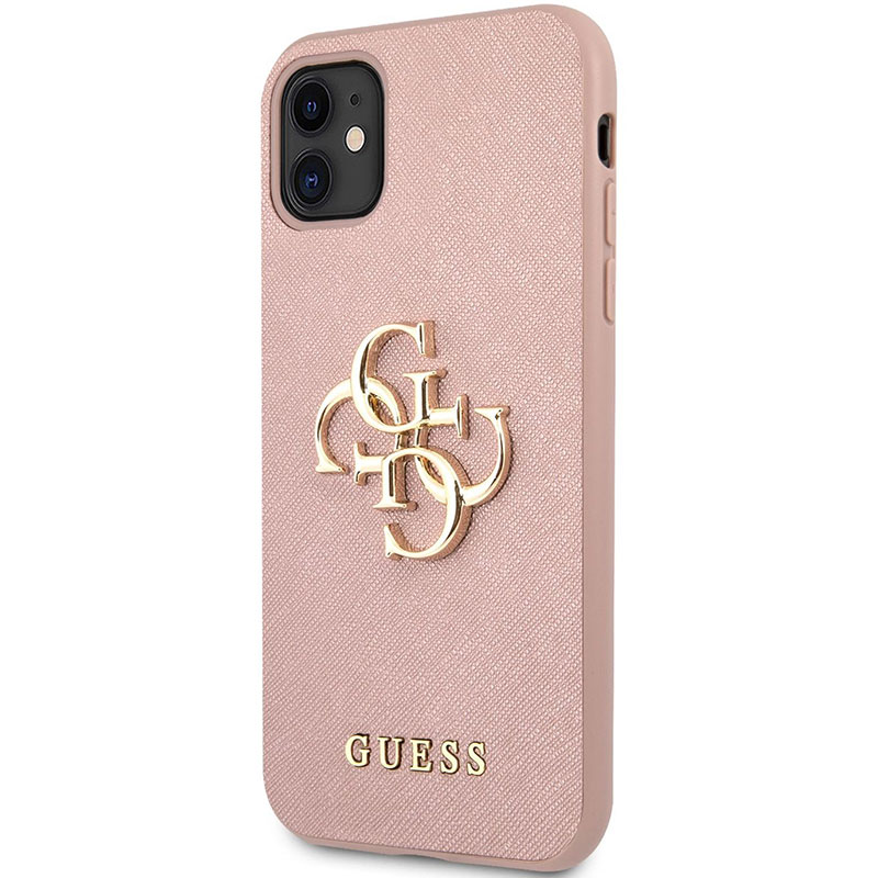Guess PU Saffiano Big 4G Metal Logo Rózsaszín iPhone 11 Tok