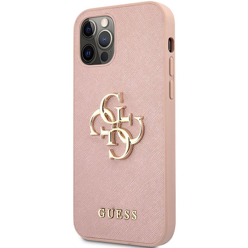 Guess PU Saffiano Big 4G Metal Logo Rózsaszín iPhone 12 Pro Max Tok