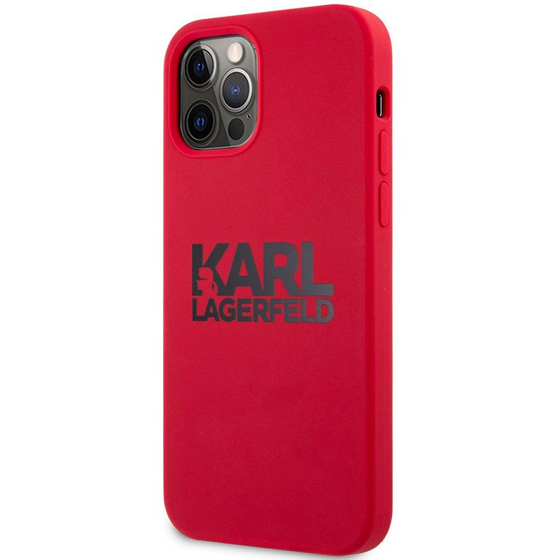 Karl Lagerfeld Stack Fekete Logo Silicone Piros iPhone 12 Pro Max Tok