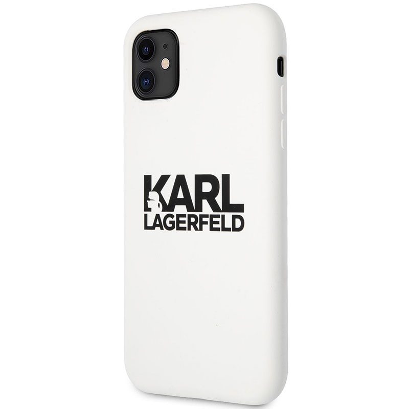 Karl Lagerfeld Stack Fekete Logo Silicone Fehér iPhone 11 Tok