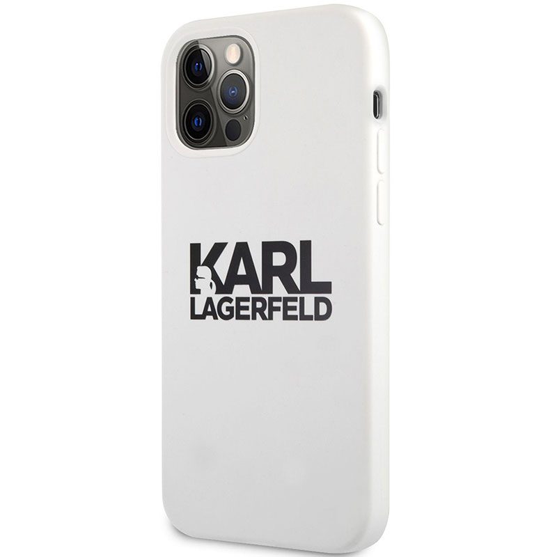 Karl Lagerfeld Stack Fekete Logo Silicone Fehér iPhone 12 Pro Max Tok