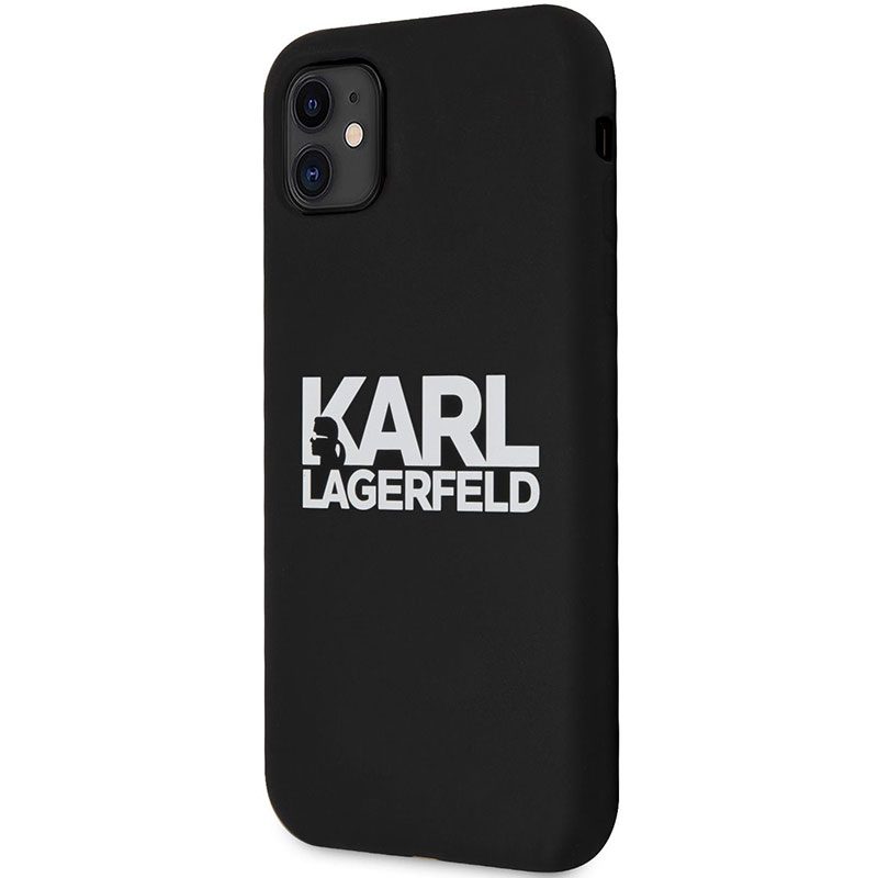 Karl Lagerfeld Stack Fehér Logo Silicone Fekete iPhone 11 Tok