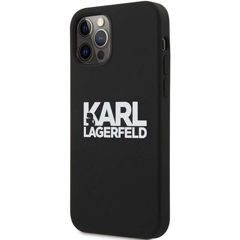 Karl Lagerfeld Stack Fehér Logo Silicone Fekete iPhone 12 Pro Max Tok