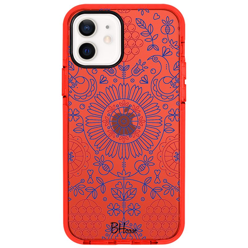 Kék Piros Ornaments iPhone 12/12 Pro Tok