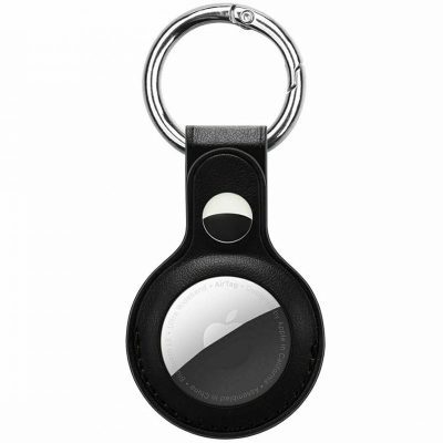 Leather Key Ring Tok AirTag Fekete